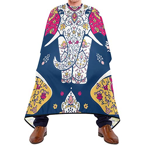 Mandala Elephant Barber Cape & Beard Apron 2 em 1- CAPE DE CABELO PROFISSIONAL COM CUPAS DE VOIÇÃO, CAVO DE CABELO DE CABELO DE