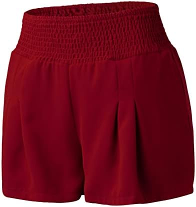 Dbylxmn plus size shorts femininos casuais casuais verão smocked cintura elástica de detalhes de detalhes com detalhes que executam calças justas