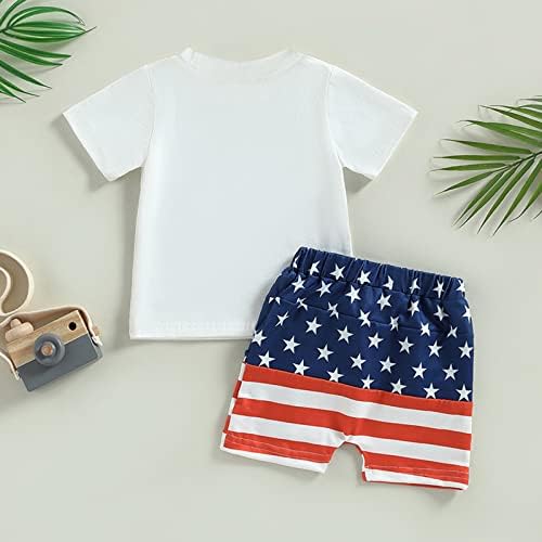 4 de julho Criança criança roupas de menino de garoto de vaca impressão de manga curta camiseta shorts shorts conjunto de bandeira