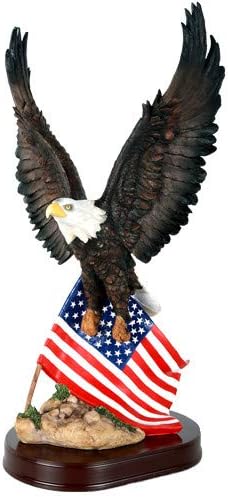 Pacific Giftware American Eagle com estrelas e listras de bandeira americana Old Spangled estátua estátua Base de