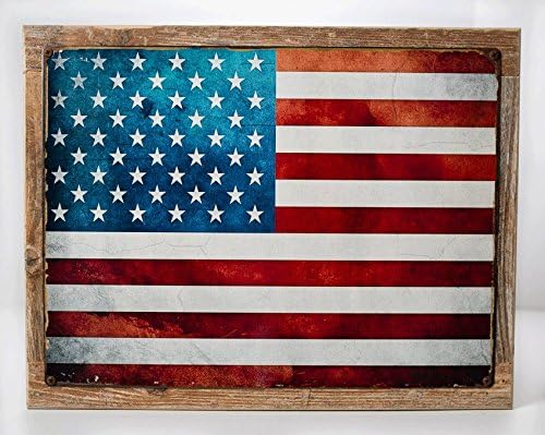 Acenta a casa com estrutura de madeira Signo de metal da bandeira dos Estados Unidos, patriotismo, EUA, sinal vintage,