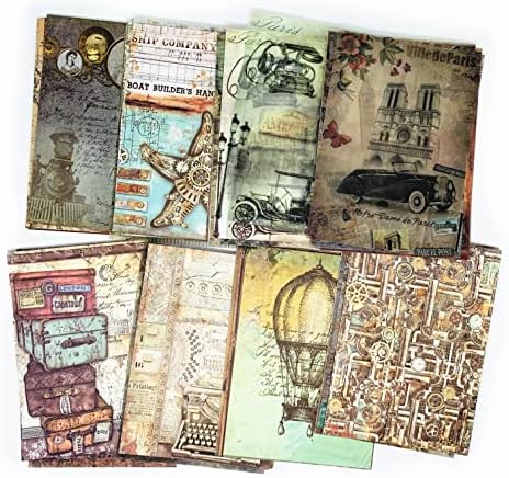 160 folhas de papel de materiais de recordações de registro vintage, papel de scrapbook, papel de artesanato decorativo