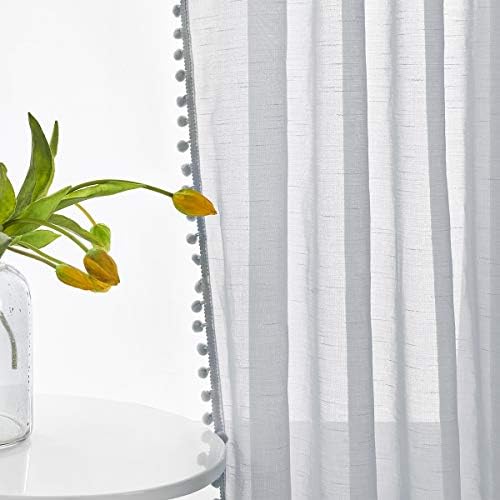 Tratamento de cortinas de janela cinza cinza para a sala de estar 95 polegadas POM-POM Canopy for Children bedroom