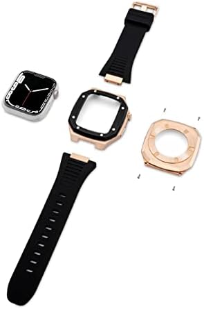 Cinta de caixa de metal de aço inoxidável Trdybsk para Apple Watch Serie 45mm 45mm 7 Banda para Iwatch Series 6 SE 5 4 Kit de modificação