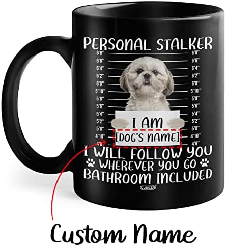 Cubicer canecas de café personalizadas shih tzu cão nome personalizado xícaras de cerâmica preto caneca caneca glass de vidro engraçado presentes de natal para homens homens adultos adultos de viagem acessórios de aniversário