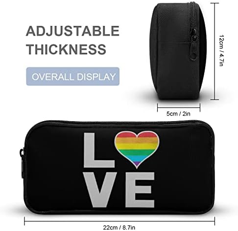 Amor gay amor arco -íris coração caseia papelaria bolsa bolsa portátil maquiagem saco de armazenamento organizador presente