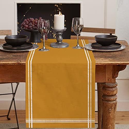 Corredor de mesa, lenços de cômodos amarelos de coloras puras, mesa de decoração de mesa de jantar para festas internas e externas de férias, 13 x 36 polegadas