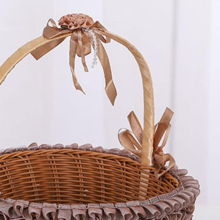 JKUYWX CASTO DE FLORES DE LACA DE CASAMENTO, cestas de doces festivas, cestas de armazenamento tecidas à mão, ornamentos de casamento cestas, cestas de bricolage
