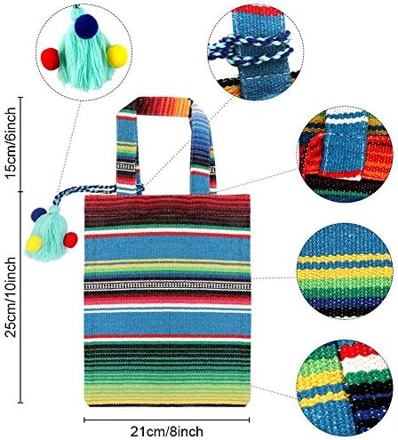 Ourwarm 6pcs mini bolsas de favor mexicano, sacos mexicanos tecidos à mão com borlas de suspensão coloridas para decorações