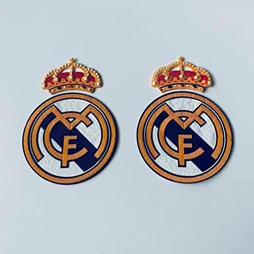 2 peças Real Madrid Logel Badge Iron on Football Patch Bale Benzema Hazard
