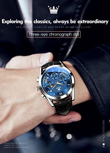 OLEVS Mens relógios-Cronografia Fashion Casual Quartz Analógico Relógios à prova d'água, vestido de pulso luminoso