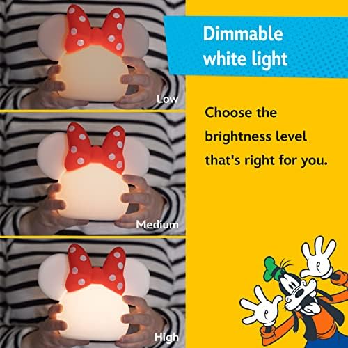 Disney Minnie Mouse Squish Light, Mudança de cores, luz noturna para crianças, lâmpada USB, bateria operada, diminuído,
