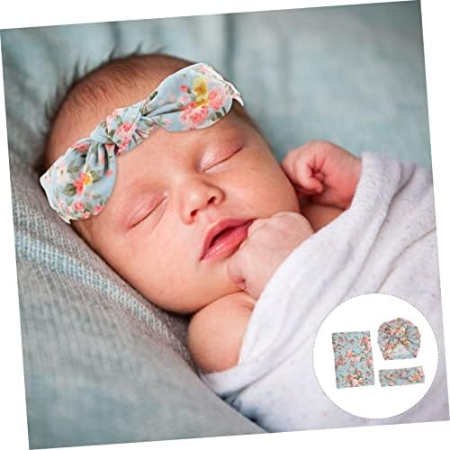 Toyandona 1 conjunto de chapéu de pano embrulhado Saco de dormir para bebê recém -nascido Floral Swaddle Blange