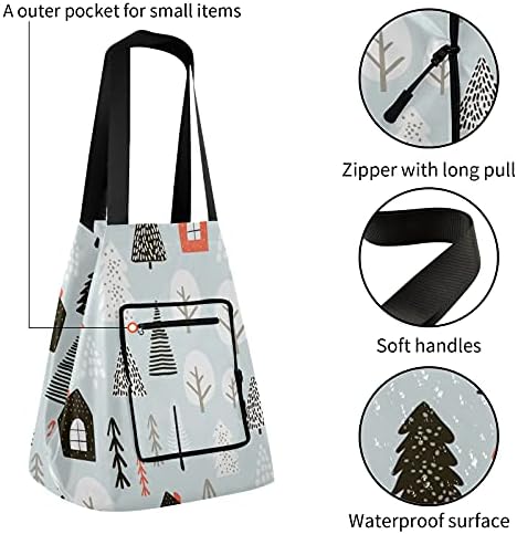 Saco de Tote de ombro dobrável de desenho animado nórdico Bolsa de supermercado reutilizável bolsa de compras para escolar