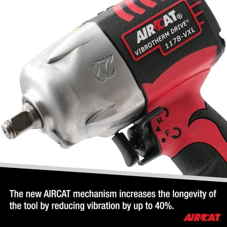 Aircat Pneumatic Tools 1178-VXL: 1/2 polegada Vibrotherm Drive Impact Clela 1.300 ft-lbs-bigorna padrão