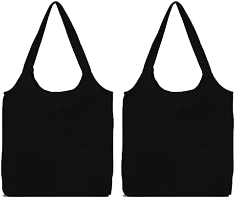 2 peças Cotton Canvas Sacos de sacos de diy artesanato em branco Bolsa de lona lisa sacos de compras reutilizáveis ​​para viagens de praia de trabalho