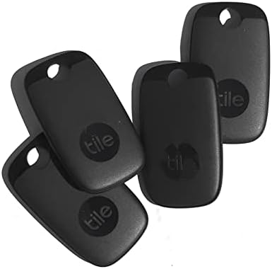 Tile Pro 4-Pack. Poderoso rastreador Bluetooth, localizador de chaves e localizador de itens para chaves, bolsas e muito mais; Faixa de até 400 pés. Resistente à água. Localizador de telefone. iOS e Android compatíveis.