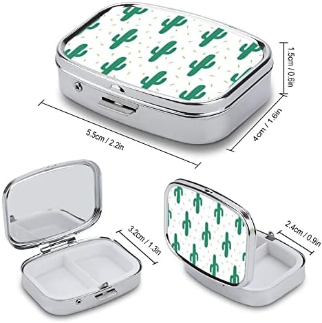 Caixa de comprimido Cacto verde padrão Caso de comprimido de comprimido de comprimido portátil portátil Pillbox Vitamina