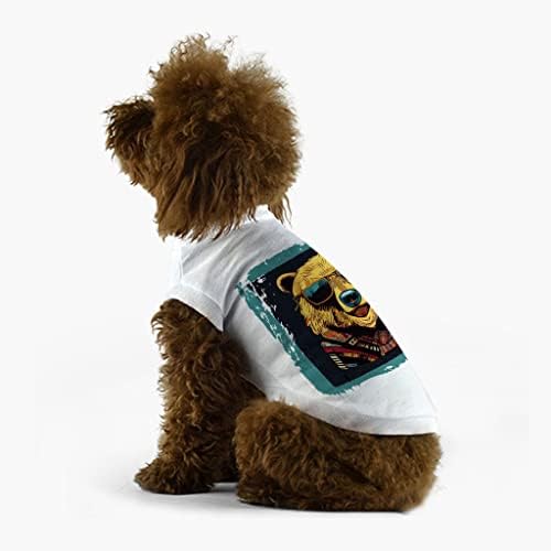 Camiseta legal de cachorro de arte hipster - camisa de cachorro de urso - roupas de cachorro impresso - branco, xl