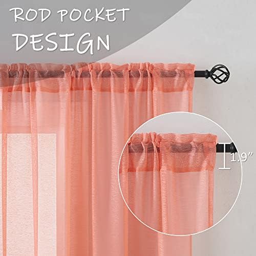 Coral de zincina cortinas pura cortinas texturizadas de bolso de bolso para meninos quarto de garotas 54 polegadas de