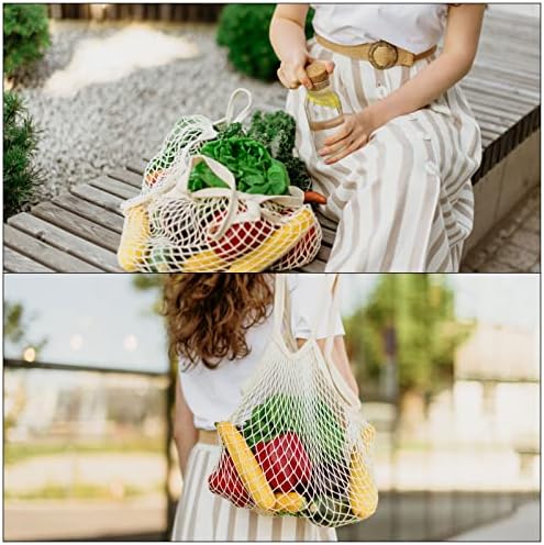 Meccanixity Cotton Mesh Bag reutilizável lavável malha líquida de compras de barrocerismo Organizador, para frutas