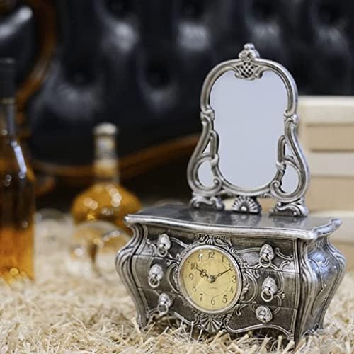 Caixa de relógio retrô multifuncional com caixa de jóias de penteado espelho. Jóias de joias Organizador de joias de presente