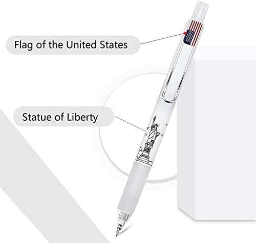 Canetas de gel yoxmjdb, 5 pcs de 0,5 mm de caneta de escrita lisa de canetas e estátua americana de canetas Liberty, canetas do Dia da Independência Americana dos Patriotas