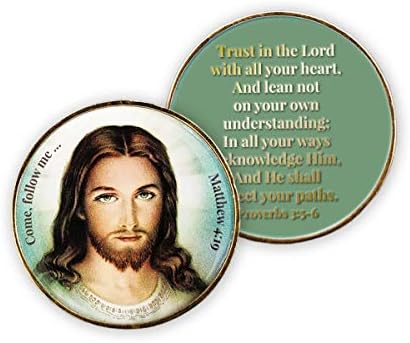 Amor de Jesus Coin, Pacote a granel de 3, Confie no Lord Man of God Versículo Bíblia Fé Token, Coin Religiário de Gold, Provérbios