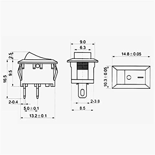 Chave de gibolea Switch 10pcs Mini Rocker Switch, KCD1 3A 250VAC/6A 125VAC, 10 * 15mm, 2pin, 2 posição, liga/desliga, caminhão de painel de carro, equipamento elétrico