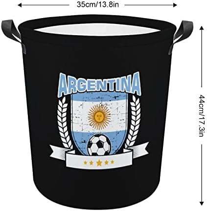 Cesta de lavanderia de futebol de futebol argentina com alças Round Round Round Collapsible Laundry Horper Storage Basket para