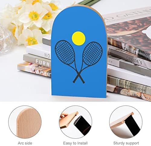 Tennis Racket Ball Livro fofo Endswooden Bookends Holder for Selves Books Divisher Modern Decorative 1 par