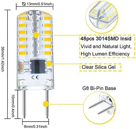 LEKE G8 BULBO T4 G8 BI PIN LED BULBO 2,5W Equivalente ao bulbo de halogênio G8 20W, LED LED LED BULBA LIVRA QUENTE Branca 3000K,