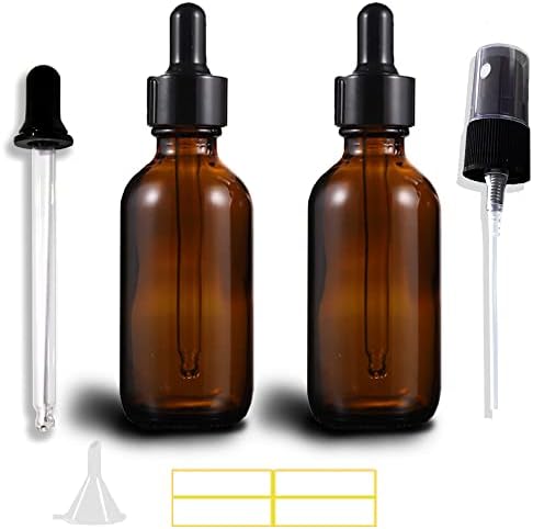 Garrafas de vidro âmbar de 1 oz com dispensador de gotas de gotas de olhos de vidro para óleos essenciais, produtos químicos
