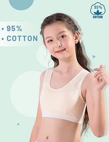 Lendou 【5-10 pacote de 95%-Treinando sutiãs para gilrs, sutiãs de esportes para meninas, bras de girs, 8-10,10-12,14-16, anos, acolchoados