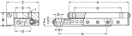 Del -Tron Precision, Inc. 26,9 mm x 90 mm, viagens de 50 mm, conjuntos de slides cruzados cruzados - métrica