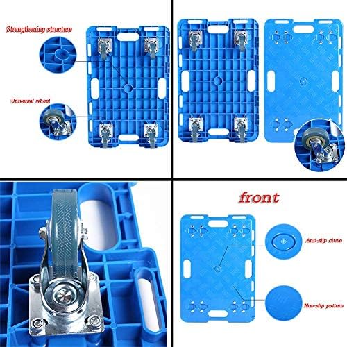 Caminhões manuais portáteis multifuncionais do YGCBL, plataforma de transporte de rodas de boi trolleyplásico Dolly Caminhão de mesa de plástico doméstico Dolly Housed Plástico muito silencioso roda universal pode ser costurada, 150 kg de serviço pesado, azul, 60x40