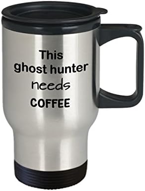 Ghost Hunters Travel Caneca Gift, Este caçador de fantasmas precisa de café, caneca de café em aço inoxidável com tampa, presente