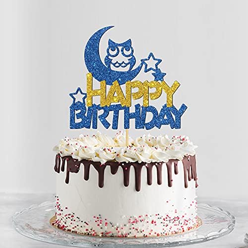 Capitão de bolo de feliz aniversário da coruja da herança, chá de bebê / coruja decoração de bolo de tema, decoração de bolo de coruja, menino ou meninas / crianças de 1º aniversário de festas de aniversário