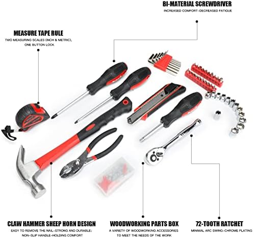 Conjunto de ferramentas domésticas Airaj Pro 132, conjunto de ferramentas de reparo automático doméstico Kit completo