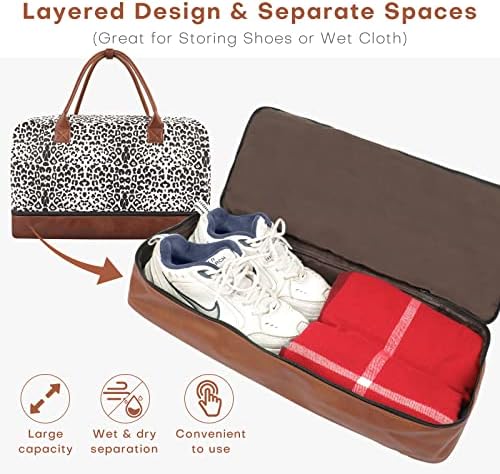 Konelia Weekender Bags for Women Canvas Travel Duffel Bags com compartimento de sapatos durante a noite Bolsa Carry On Duffel para viagens/negócios/presente