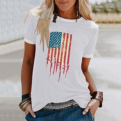 American Flag Heart Top for Women 4 de julho Camisa patriótica Trendy Loose Fit Tunic Tees Graphic USA Independence