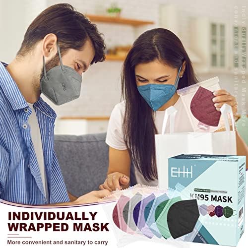 KN95 máscaras faciais, 30 pacotes máscara de máscara KN95 colorida de 5 camadas para homens adultos, respiráveis ​​e confortáveis