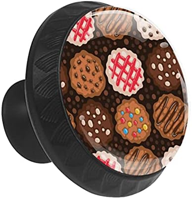 12 peças biscoitos de chocolate Padrão botões de vidro para gavetas de cômoda, 1,37 x 1,10 em armários de cozinha redondos para berçário