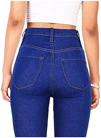 Andongnywell Women Cantura alta Jeans magra de jeans High Rise Slim Fiit calças jeans elásticas com bolsos