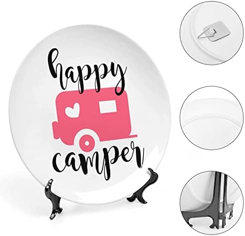 Feliz campista Camper Camping Cerâmica Decorativa Placa com exibição Stand pendurada de aniversário personalizada casamento presente