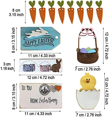 Bandeja de vaidade decorativa 1 conjunto de decoração de bandeja de páscoa Decoração de mesa de páscoa decorações de madeira decoração de coelhinha de pásco