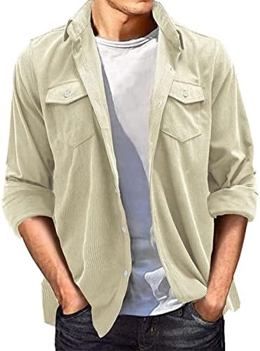 Bornoide camisa ocidental masculina moda simples cardigan de bolso sólido casaco de suéter masculino