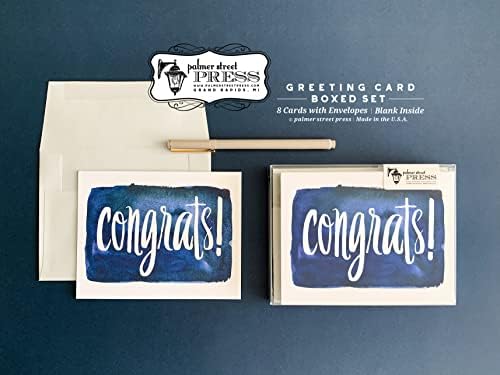 Palmer Street Press Parabéns! Cartões de parabéns da Marinha Inky - Conjunto de 8 Parabéns cartões e 8 envelopes - Cartão de graduação parabéns - Projetado, impresso e embalado nos EUA