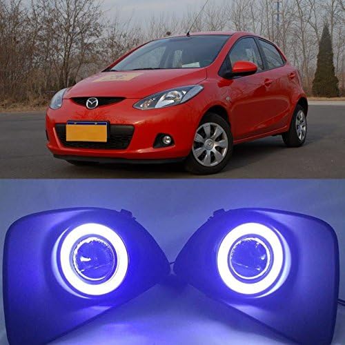 APUPTECH LED Angel Eyes Drl Fog Lights Exacto Fit Fog Capa para Mazda 2 De