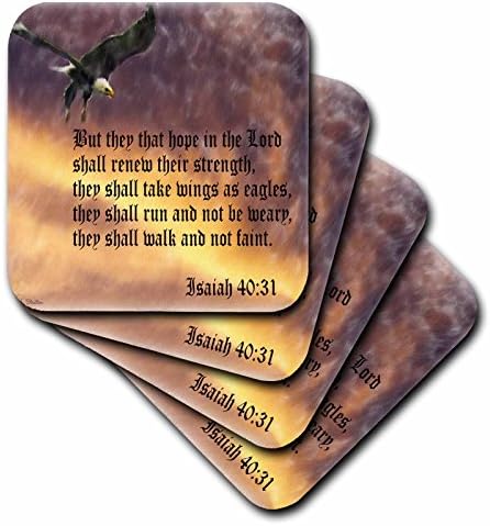 3drose llc cst_27419_2 Isaiah 40-31 Verso da Bíblia com águia contra um céu problemático, montanhas-russas macias, conjunto de 8